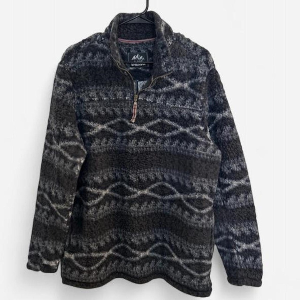Alpine Sherpa black & gray geometric patterned fleece jacket